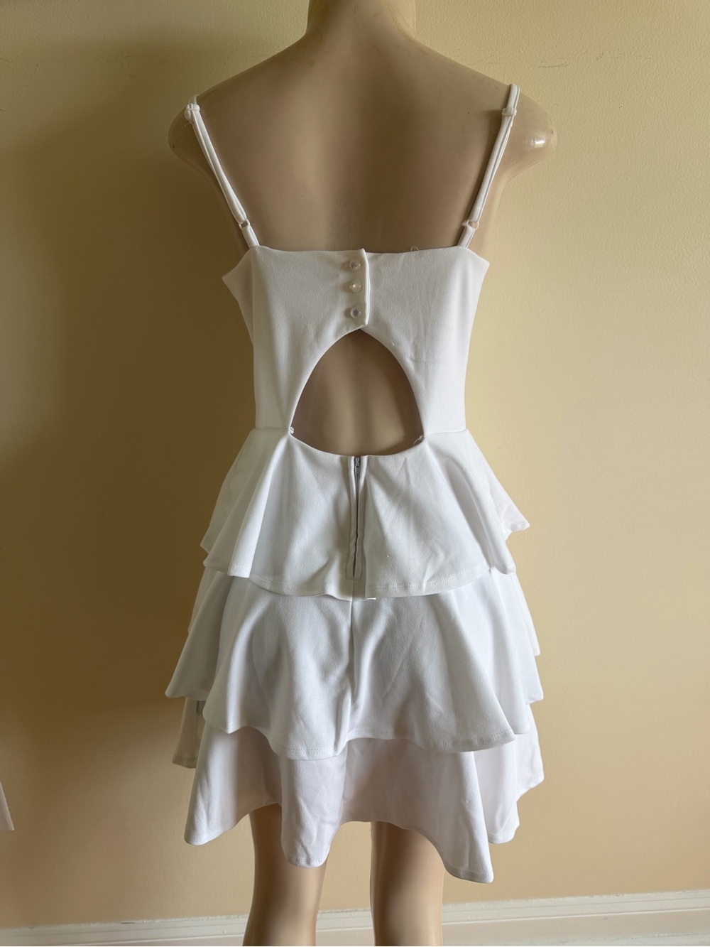 White Tiered Cutout mini Dress - Picture 9 of 12